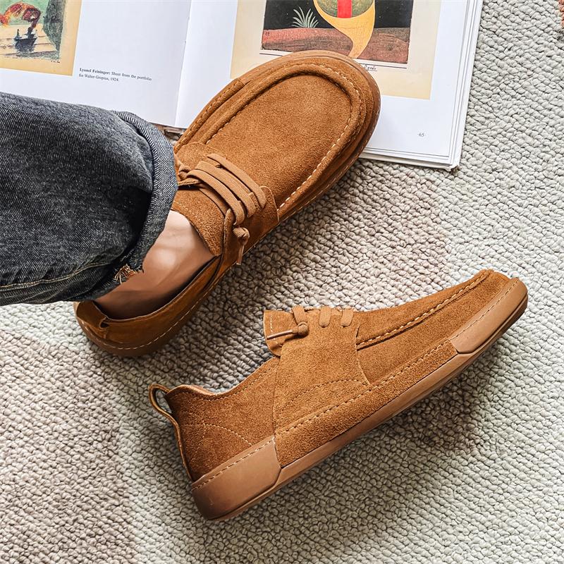 Fashion Handmade Suede Leather Men Business Casual Leather Shoes Men Driving Shoes Moccasins Men Flats Shoes Zapatos Hombre