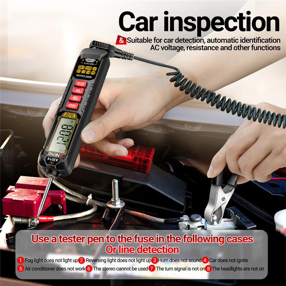 A3015 3016 Car Digital Multimeter Voltage Detector Pen Car Fault Maintenance Circuit Tester Digital Car Probe Electrician Tools