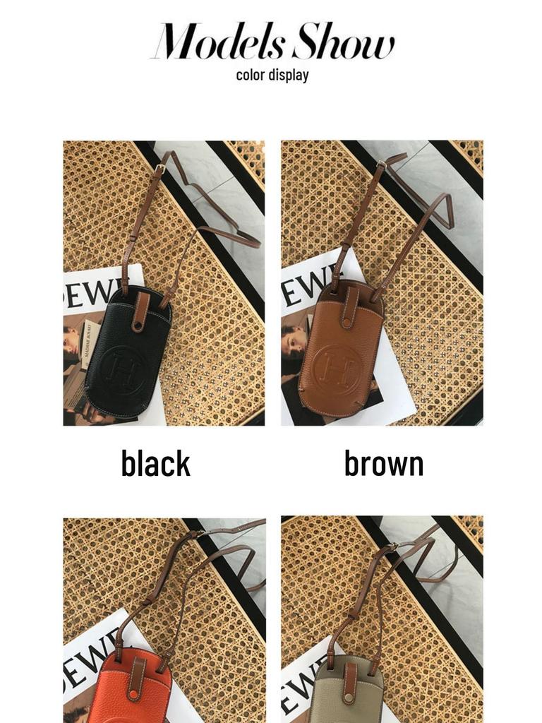 Women's Leather Crossbody Phone Bag - 2025 Summer Collection, Elegant & Compact Design