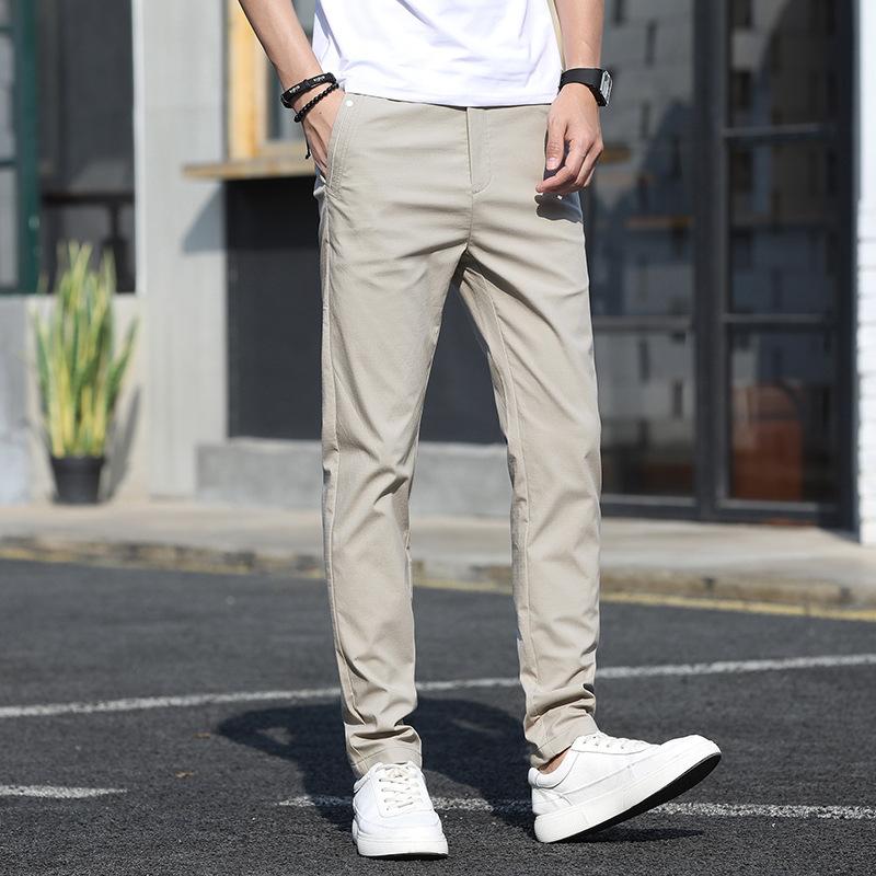 Men's straight casual pants, men's mid waist, spring and autumn thin, solid color, street outerwear, long pants