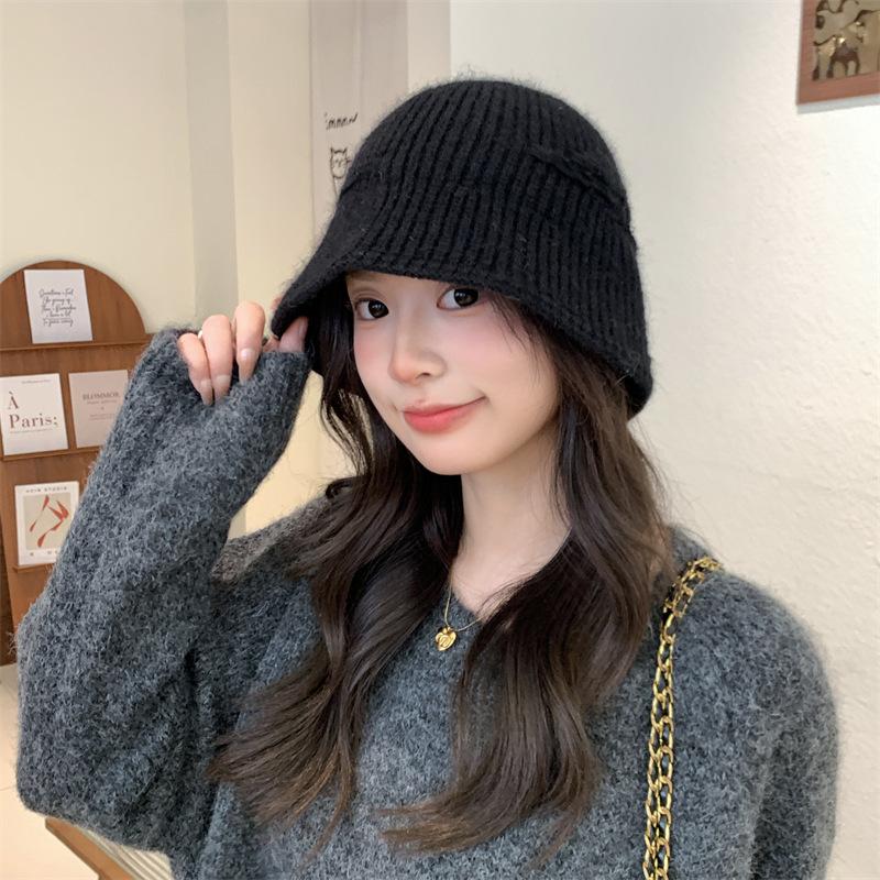 Rabbit Plush Bucket Hat Women's New Autumn and Winter Fashion Versatile Face Small Versatile Big Head Circumference Basin Hat