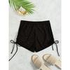 Women S Solid Color Sheer Mesh Drawstring Beach Bikini Shorts