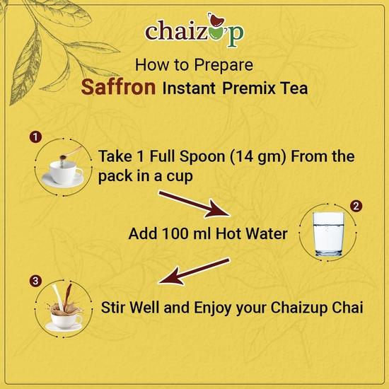 Chaizup Premium 1 Min Instant Saffron Tea Premix - 1kg Poly | Saffron Flavours | Approx. 72 Servings | 1kg