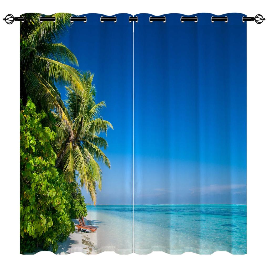 Beach Seaview Series 8 Digital Printing High Density Blackout Curtains