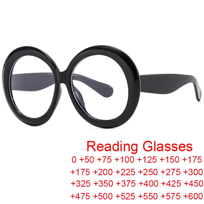 Blue Light Reading Eyewear Women's Presbyopic Stylish Black Screen Round Blocking Ladies Presbyopic Vintage Oversize Jet Computer Hyperopia Eyewear