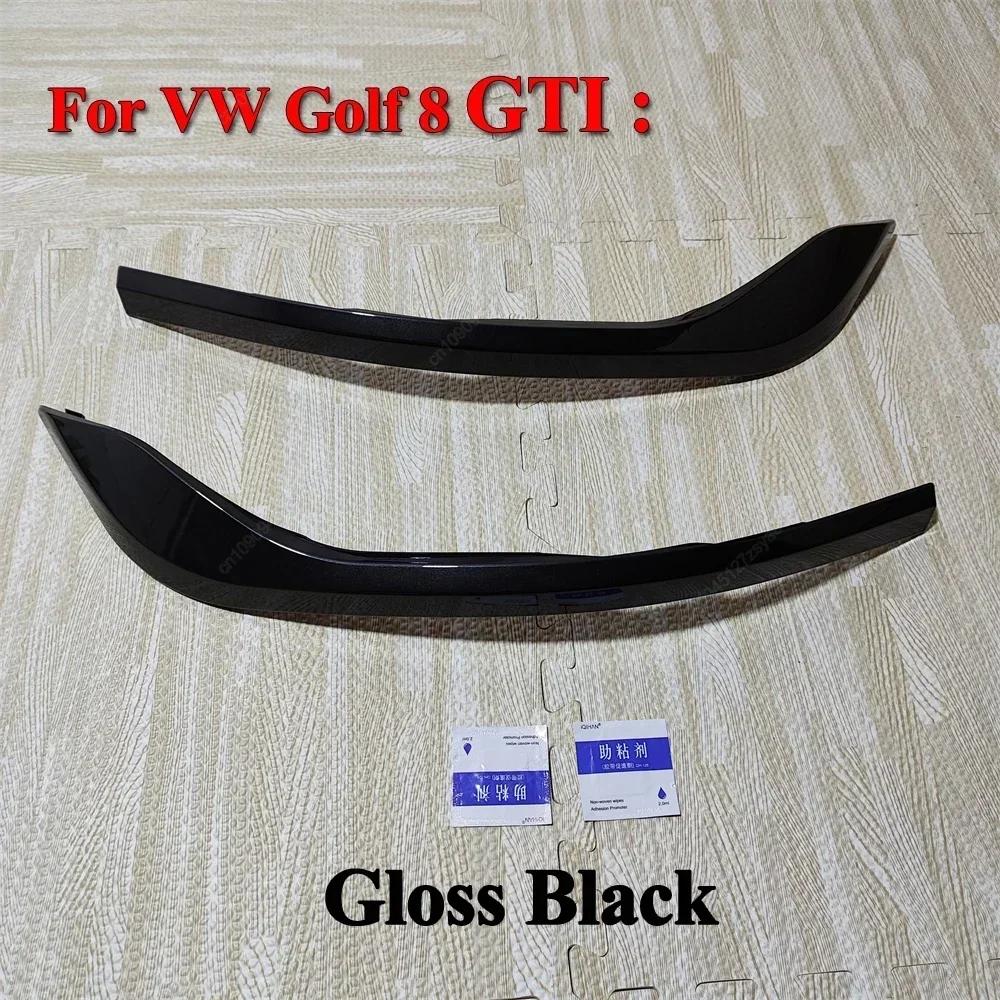 2Pcs For VW Golf 8 MK8 GTI R-Line 2020-2024 Car Front Bumper Side Splitter Spoiler Trim Fog Light Canard Black Body Kits Tuning