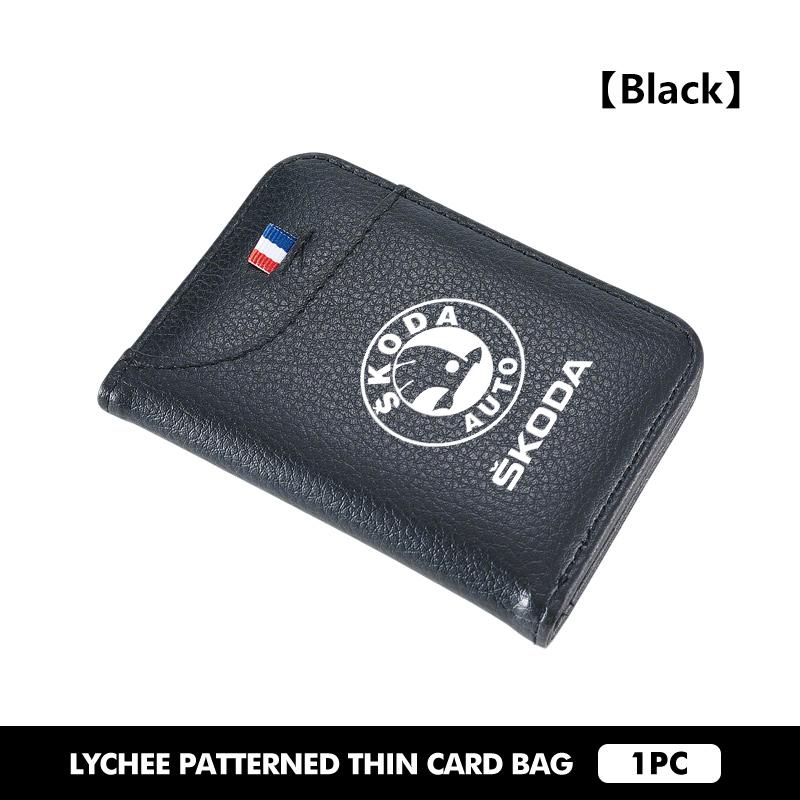 HAZJ3 Car Wallet Driver's Licence Insurance Card Holder Multi Pocket Wallet For Skoda S Kodiaq Octavia 2 3 Yeti Karoq Rapid Fabia VII