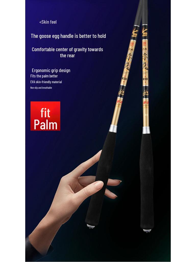 Ultra-Thin Carbon Fiber Crucian Carp Fishing Rod, 28/37/19-Tone, Super Hard, Long Section Taiwan Hand Rod