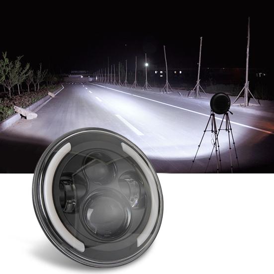 200W 7 Inches LED Headlights Halo Angle Eye Hi/Lo Beam DRL for Jeep Wrangler