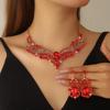 Inlay Rhinestone Necklace Earring Set Fashion Clavicle Chain Jewelry Set  Banquet