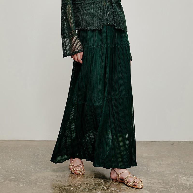 Women's Pleated Draped A-line Midi Skirt