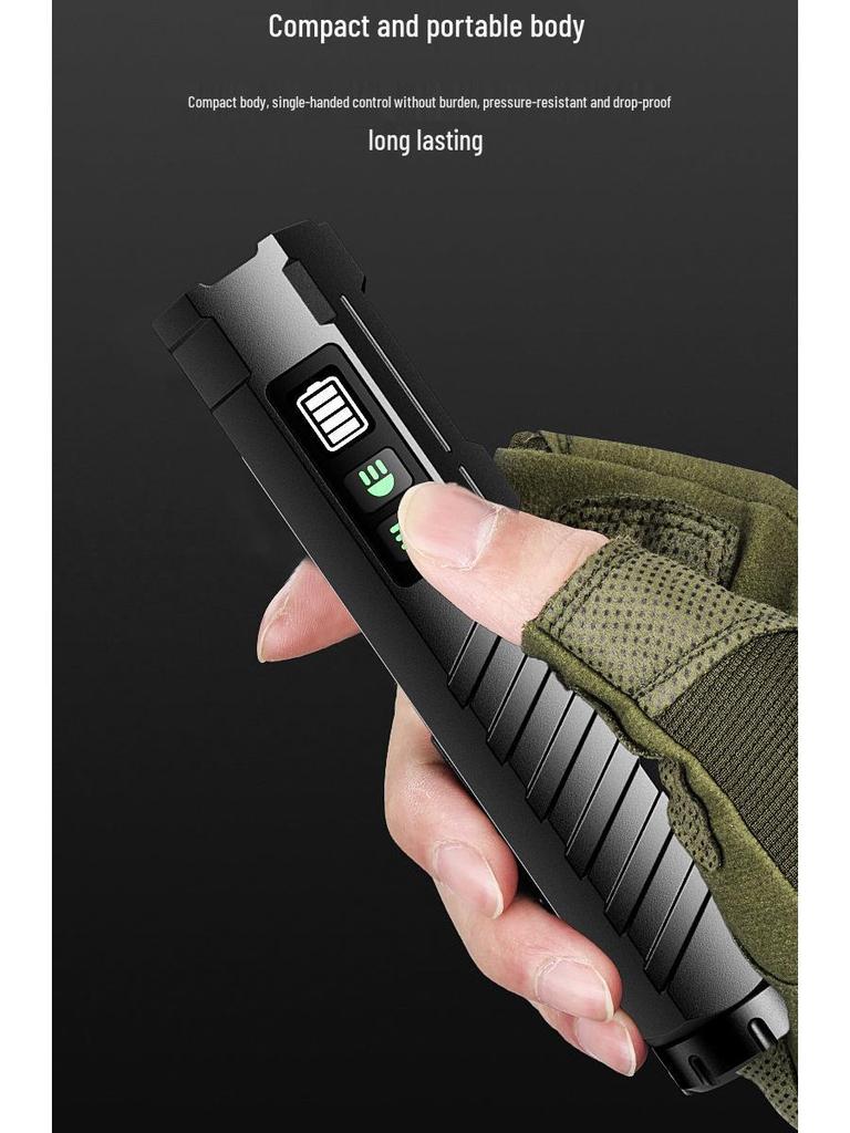 High-Intensity Black Aluminum Flashlight with Colorful Neon Light and Long Battery Life: Outdoor Multifunctional Torch
