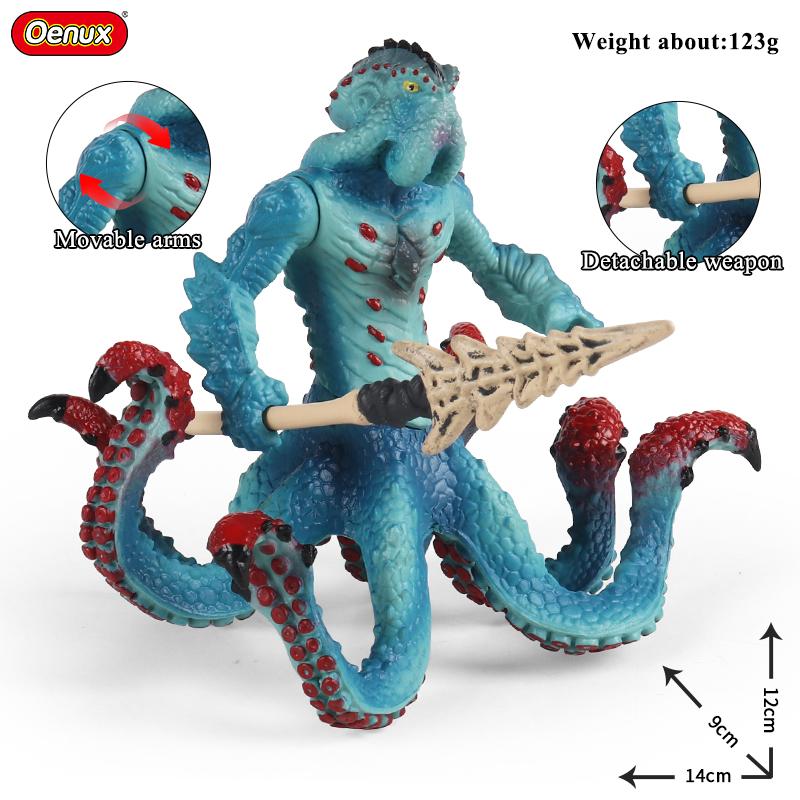 Oenux Original Savage Dinosaurs Myth Dragon Animals Model Fire Bull Octopus Monster Crab Action Figures Kids Collection Toy Gift