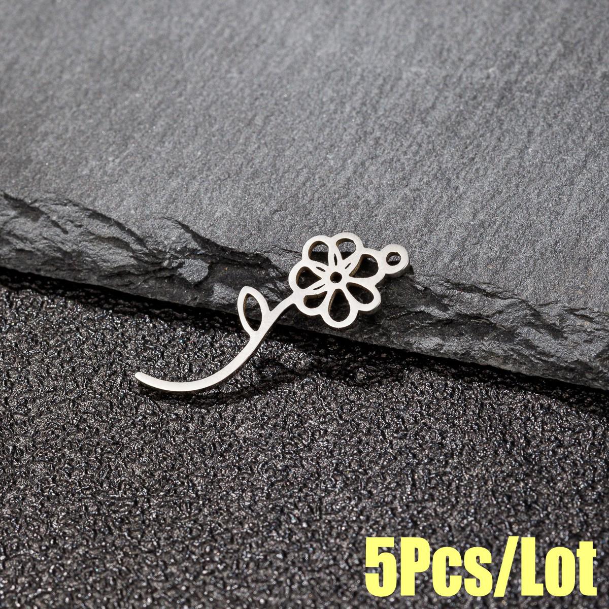 2025 Fresh Flower Stainless Steel Pendant Bracelet & Necklace Set for Girls