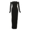 European and American women's clothing 2026 autumn new temperament one-word collar off-the-shoulder long-sleeved lace waist splicing dress