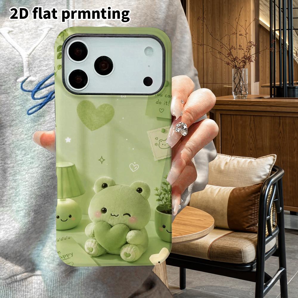 Phone Case: 2D flat design suitable for iPhone 18 17 16 15 14 13 Pro film protective case, couple style, little frog, Christmas and Halloween gifts