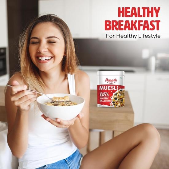 Happilo Premium Dry Fruit Muesli 500g (Pack of 2), 85% Nuts, Seeds and Multigrain, 15 In 1 Power Breakfast, High In Fiber, Omega 3, Protein