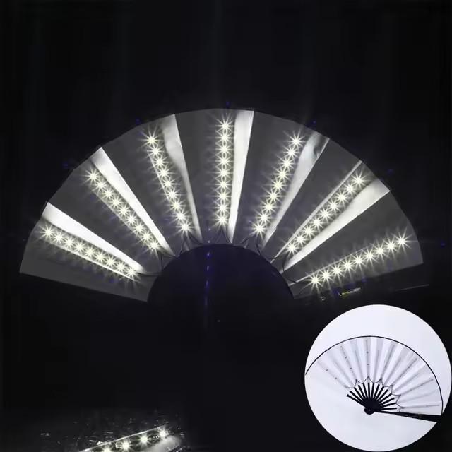 Bar FaninsGlowing Disco Fan Trendy Electronic Music Festival Party Performance Prop Flashing Folding Fan Luminous Colorful
