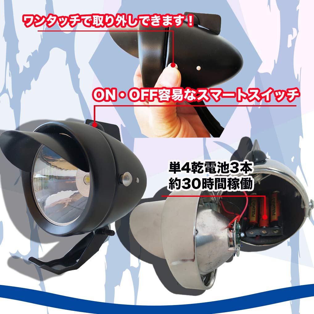 UNSER Cannonball-Licht mit Retro-Zwei-Punkt-Ein/Aus-Schalter, Design, Energiesparend, LED mit hoher Helligkeit, Halterungen, Batteriebetrieben (Stahl Silber)