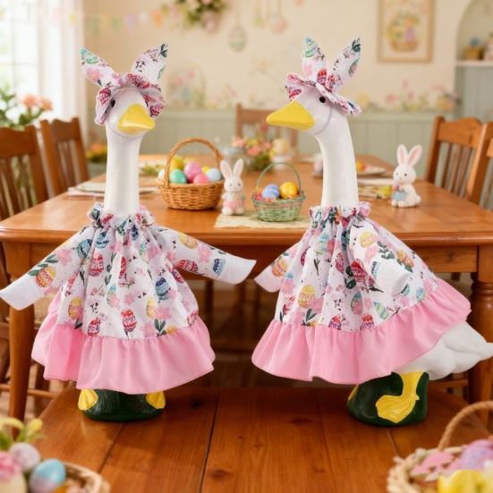 Easter Goose Outfit Clothes for 23" High Cement Plastic Goose Statue Outdoor Lawn Goose Dress And Hat Set for Garden Yard Patio Decor