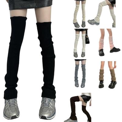 Women Color Knit Long Socks Subcultures Leg Warmers Winter Warm Ankle Heap Socks Thigh High Stocking Harajuku Boot Socks