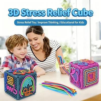 Children'S 3D Stereo Decompression Cube Silicone Sensory Toy, Baby Concentration Training Educational Building Blocks, Early Education Hands-On