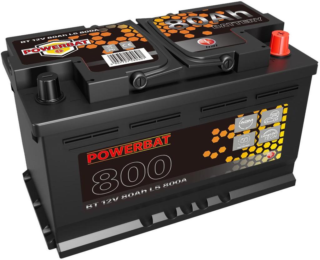 POWERBAT AGM Car Battery START-STOP L4 12V 80Ah 800A