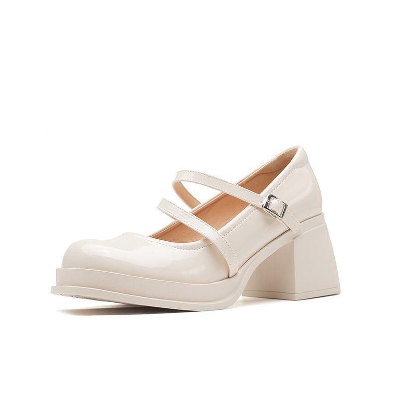 Mary Jane Shoes Medium Heel Fairy Wedding Shoes Gentle with Skirt Light Mouth Single Shoes Thick Heel High Heels