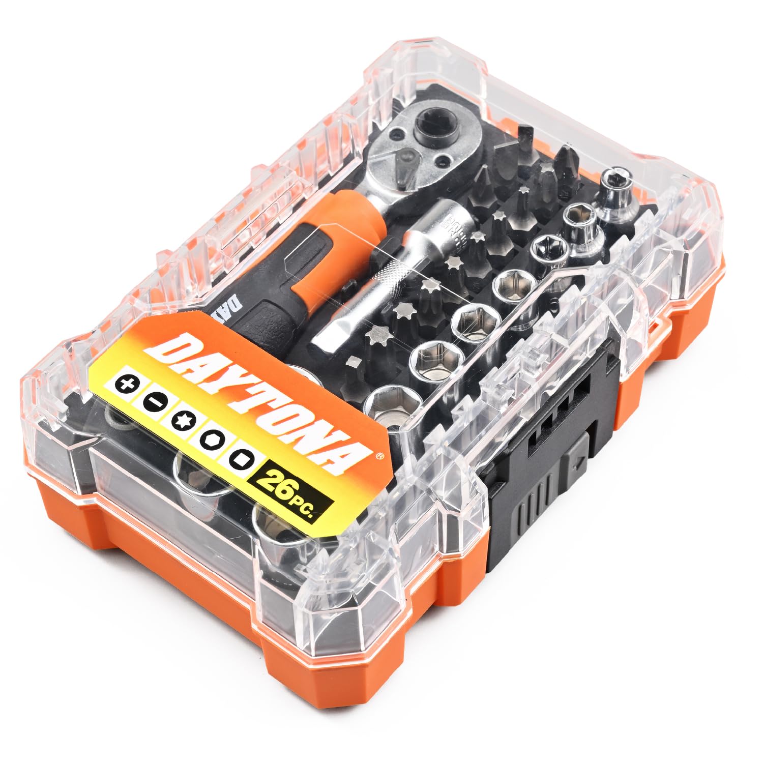 

Daytona Motorcycle Tool Compact Ratchet Handle with Extension Socket Hex Sockets Various Mini Tool 26 61370 Set, Bar, 1/4-Inch Compatible, & Bits,