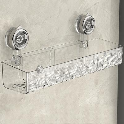 Suction Cup Shelf Luxury Style Wall Mounted Organizer Shelf Glacier Pattern No Drill Clear Wall Caddy for Bathroom Kitchen