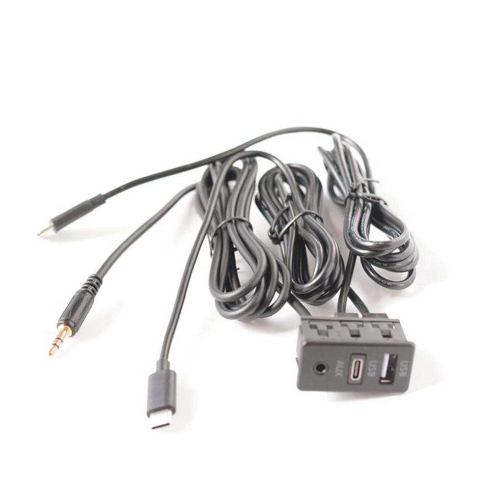 

Автомобильный двойной Type-C на USB+TYPE-C+RCA аудиовход AUX порт панель и кабель-адаптер