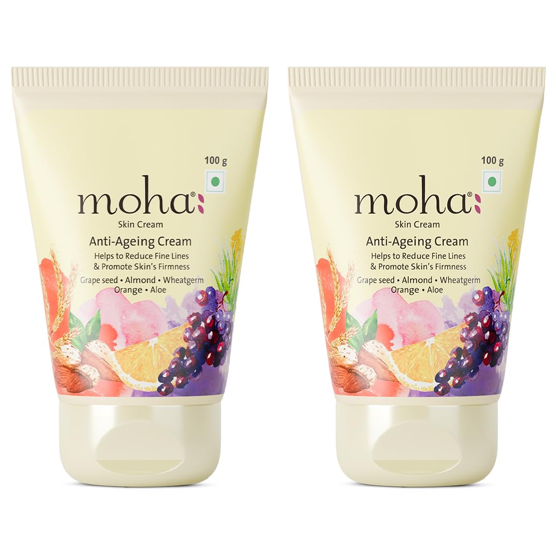 Moha Anti Ageing Cream for Fine Line & Wrinkles | Restores Skin Firmness & Reduces Pigmentation | Enriched with Grapeseed Oil, Aloe Vera & Wheat Ge