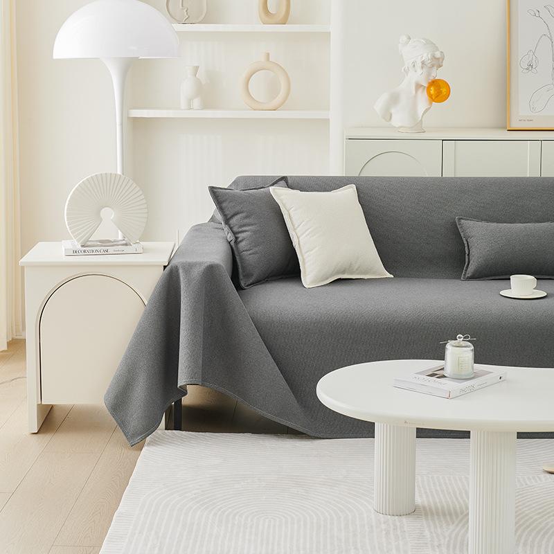 Teddy Velvet Waterproof and Anti Slip Solid Color Minimalist Sofa Cover Cloth Full Cover Cloth Winter Living Room Fabric Blanket