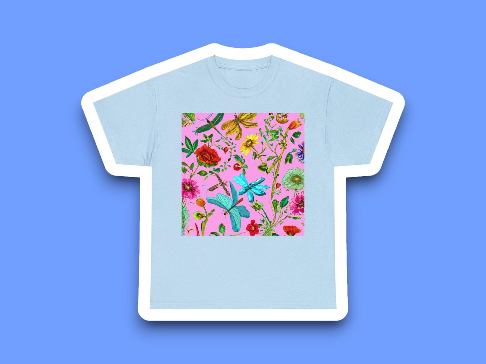 Pink Flower and Butterfly Cotton Tee 140
