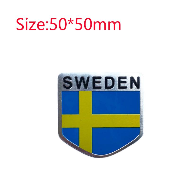 1Pc 3D Aluminum Alloy Sweden National Flag Emblem Badge Car Sticker Motorcycle Decal S60L Decoration For Volvo V70 XC60 S60 V60 V40