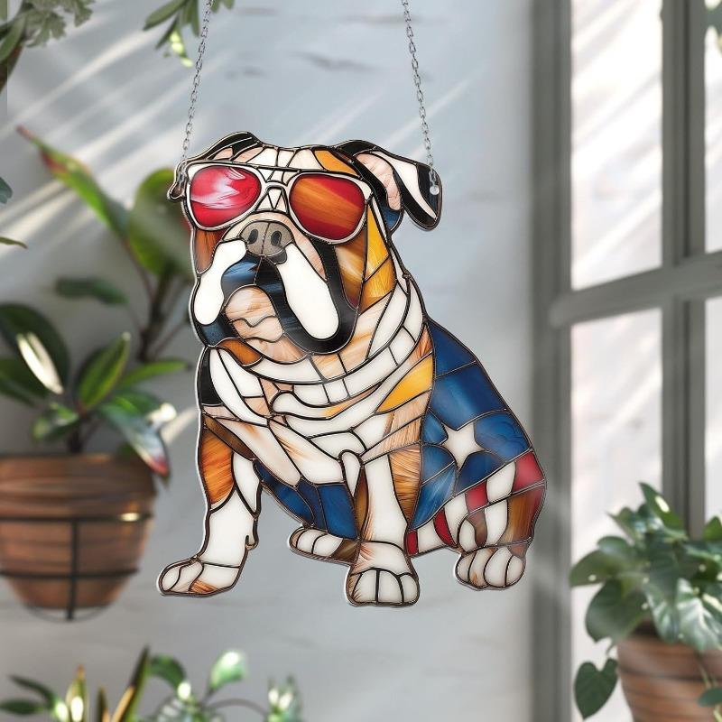 Dachshund Vindusoppheng Dekor Solfanger Hund Farget Glass Vinduspryd Håndlagde Solfangere Dekor for Innendørs Utendørs Hage