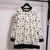 2025 Korean Style Mickey Print Oversized Round Neck Sweatshirt - Women's Long Sleeve Top for Spring & Autumn