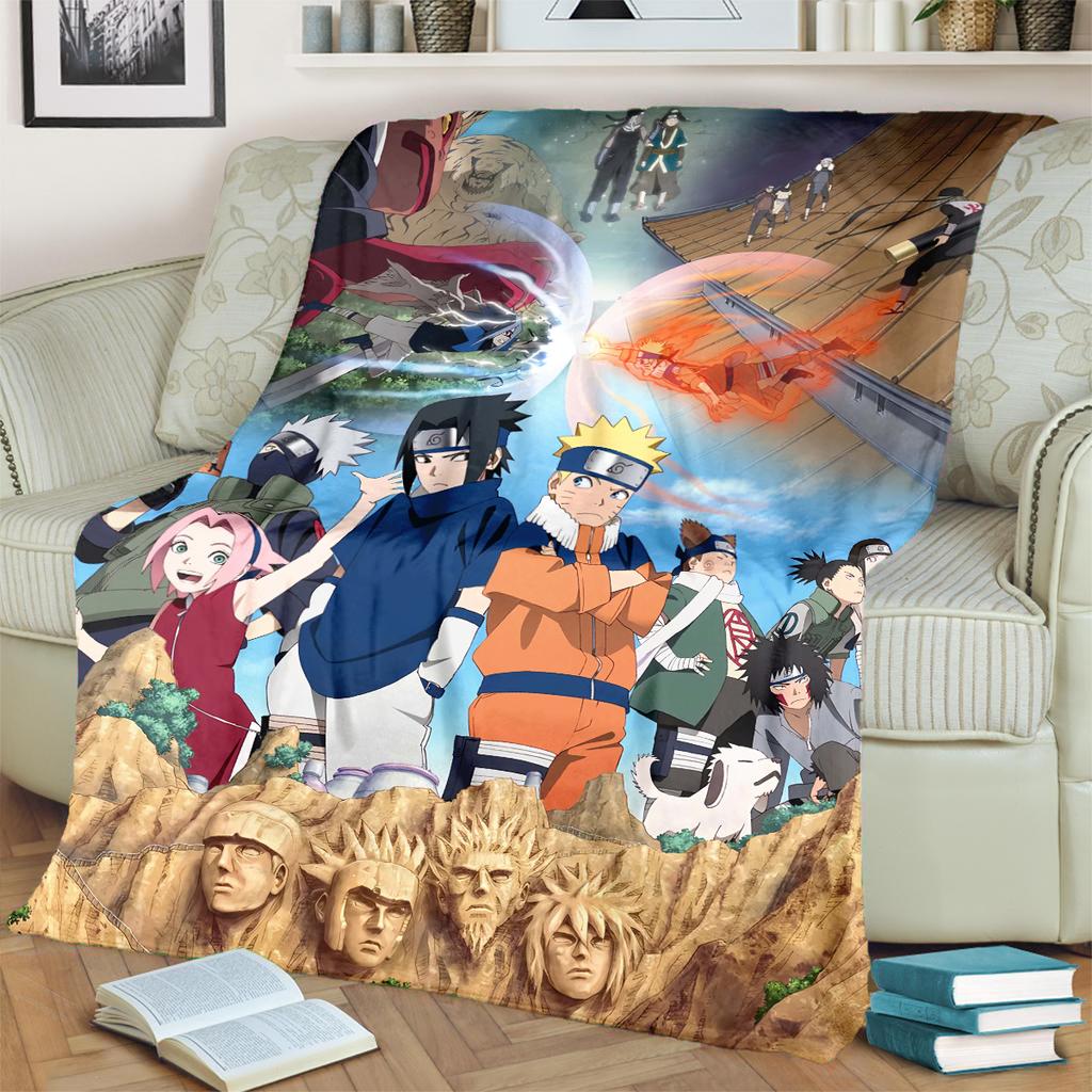 Anime-Naruto Print Blanket Warm Comfortable Flannel Blanket for Bedrooms, Sofas, Beds, Chairs, Picnics, Travel -LXR62