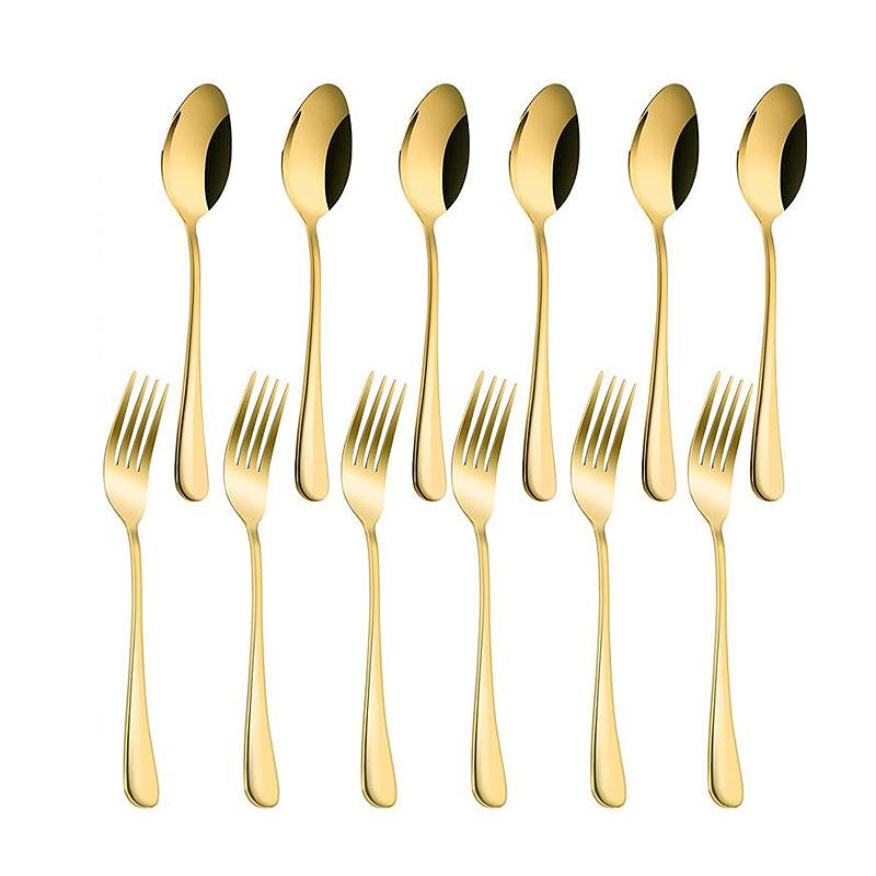 Juego de Cubiertos Elegante Europeo de Acero Inoxidable, Juego de Cucharas y Tenedores