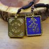 Golden Auspicious Clouds Thundering Five Road Thangka Box Pendant & Tai Chi Bagua Pendant Featuring Thunder God, Ziwei, and Zhao Gongming.