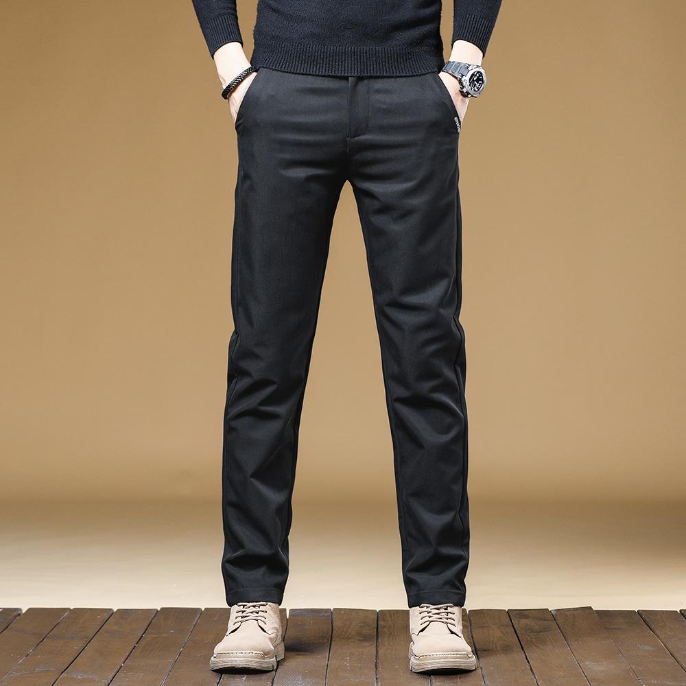 

2024 Новые высококачественные повседневные брюки мужские весенние и осенние прямые брюки-трубы деловые брюки среднего возраста Tencel вестерн брюки длинные брюки против морщин 38