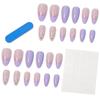 Almond Short Nail Art Wear Nail Purple Flower French Patch Nail Patch False Finger Sticker Extension Nail