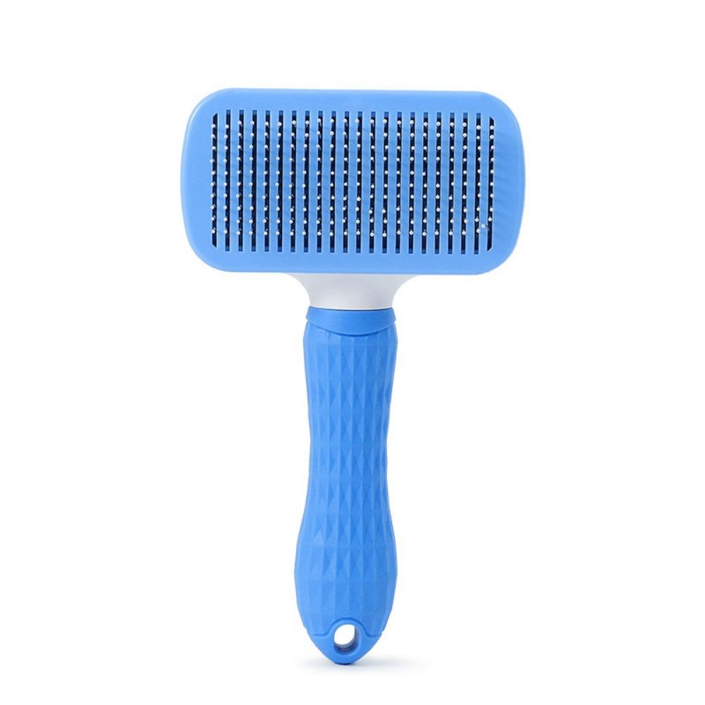 Practical Automatic Pet Hair Remover Brush Non-slip Handle Plastic Dog Hair Brush Stainless Steel Dogs Cleaning Comb Grooming