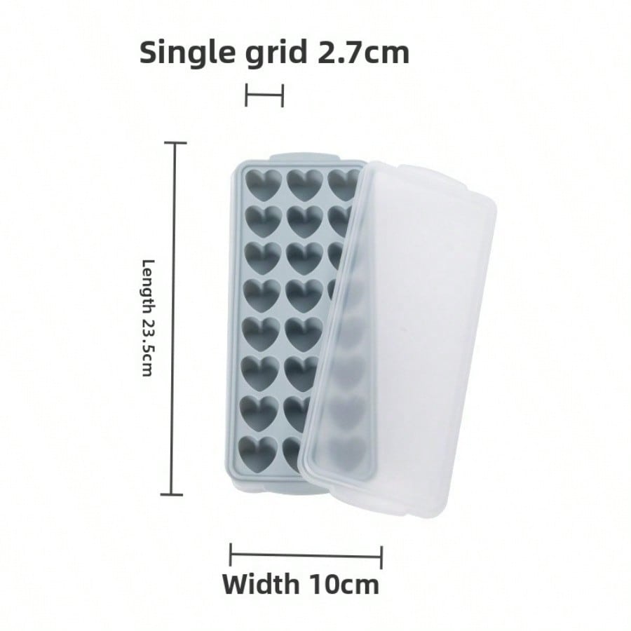 Silicone with Lid Ice Box Cute Heart-shaped Refrigerator Ice Cube Mold Home Easy Demoulding Homemade Ice Grid Mold