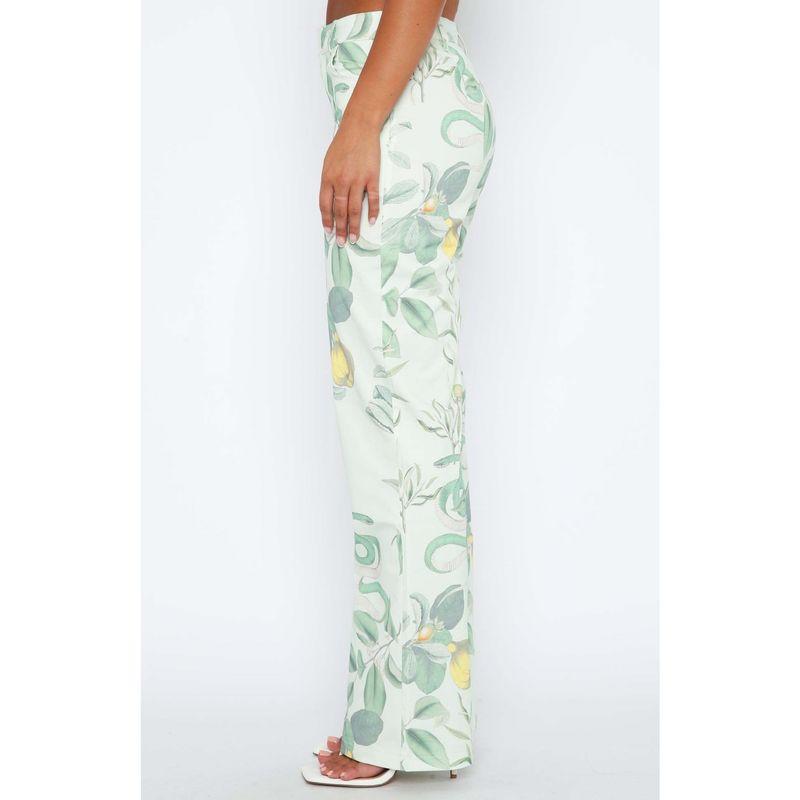 2024 Summer New Arrival Versatile European and American Women's Clothing Fashion Print Elegant Slim Looking Mid-Waist Straight Casual Pants