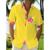 Nuova Camicia Stampata Hawaii Primavera/Estate Moda Tempo Libero Passeggiata in Strada Turista Spiaggia Apertura Totale Manica Corta con Bottoni