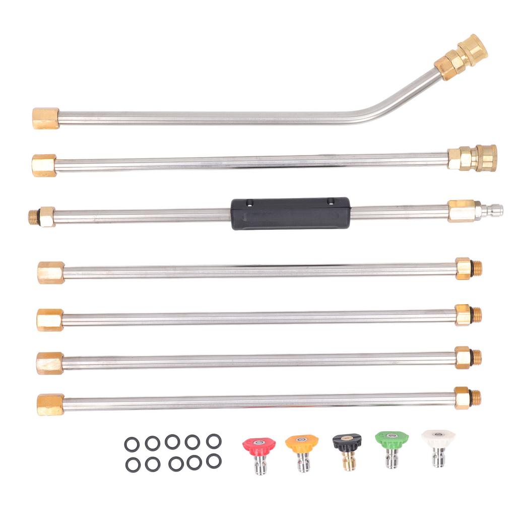 High Pressure Power Washer Extension Wand Set 4000PSI Gutter Cleaning Tool with 5 Nozzle Tips for Car