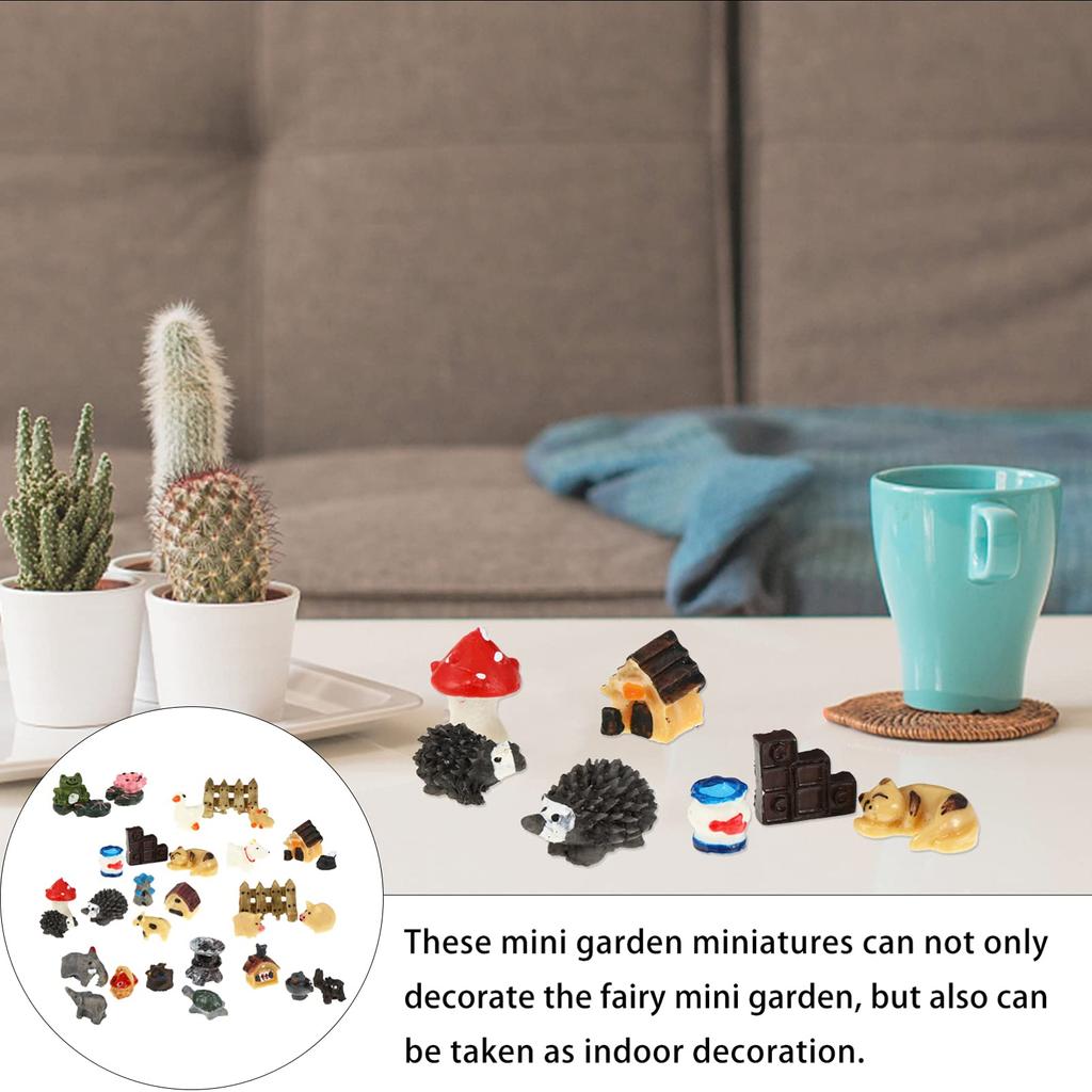 FRCOLOR 30pcs Miniature Garden Ornaments, Succulent Plant Decorations, Bonsai Figurines, Small Resin Decorations for Terrariums, Indoor and Outdoor