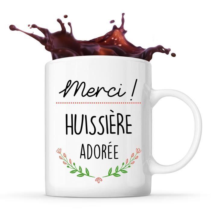 Mug - Merci - Huissière Adorée - Céramique - 325 ml - Lave-vaisselle et Micro-onde