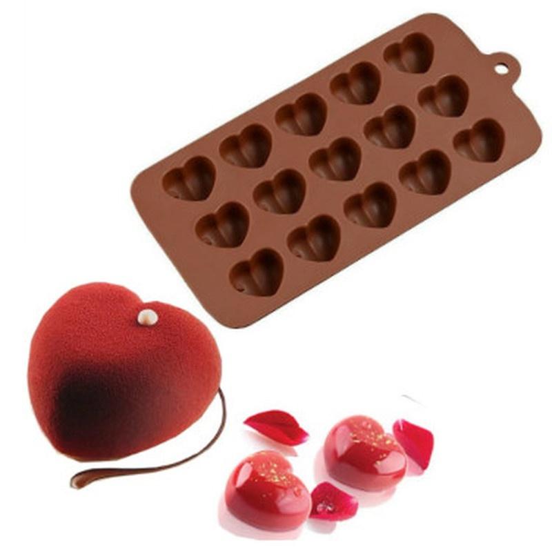 Silicone Romantics 15 Heart-shaped Mini Cake Mold For Chocolate Desserts Pudding Baking Cakes Decorating Tool Molds Pan